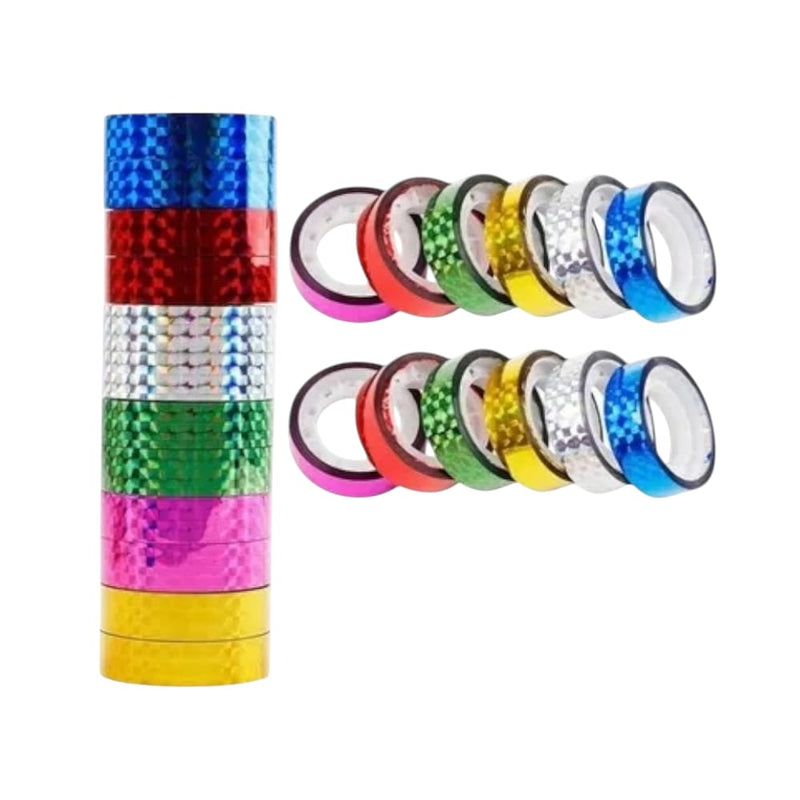 CINTA DIUREX HOLOGRAMA METALICA C/12PZ*