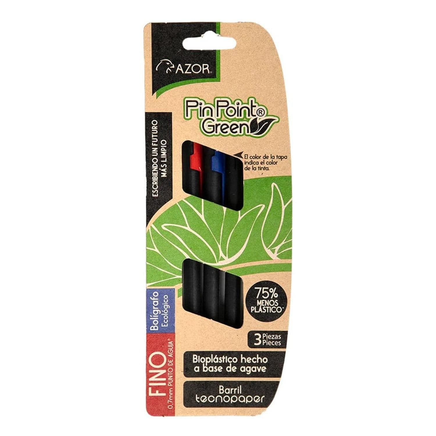 Azor GRUPO AZOR MEXICO, S.A. DE C.V. BOLIGRAFO PIN POINT GREEN FINO 0.7MM C/3PZ SURTIDO