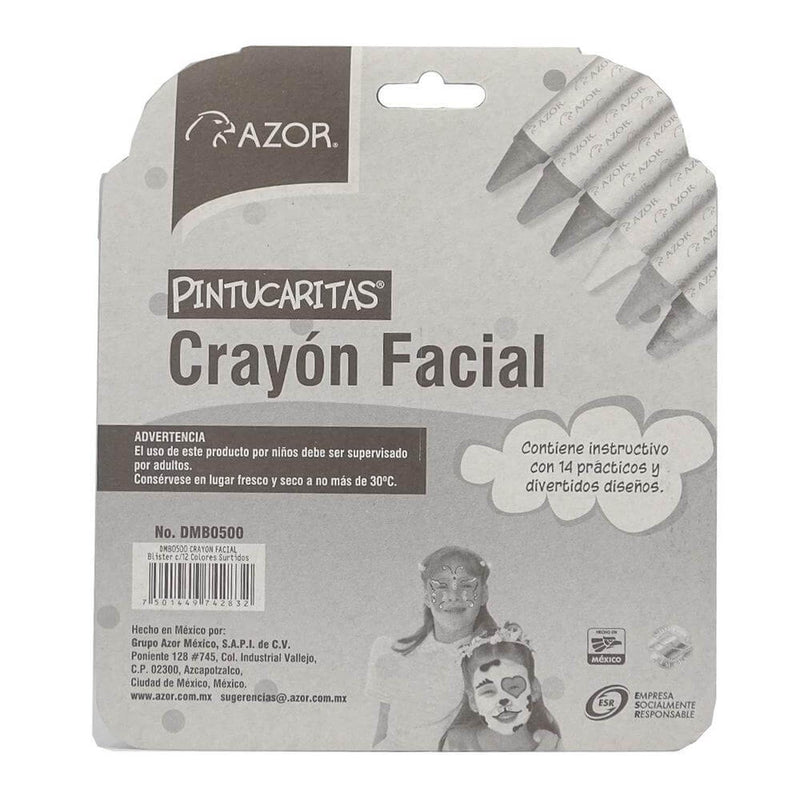 Azor GRUPO AZOR MEXICO, S.A. DE C.V. PINTUCARITAS CRAYON FACIAL C/12 COLORES STAFFORD
