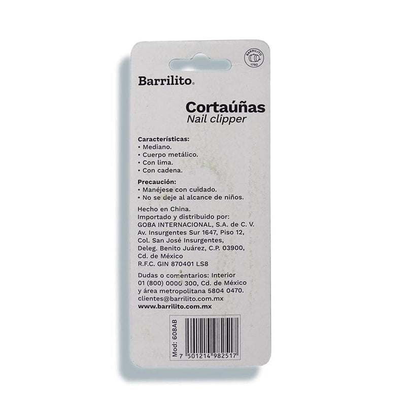 Barrilito GOBA INTERNACIONAL, S.A. DE C.V. CORTAUÑAS BARRILITO MEDIANO