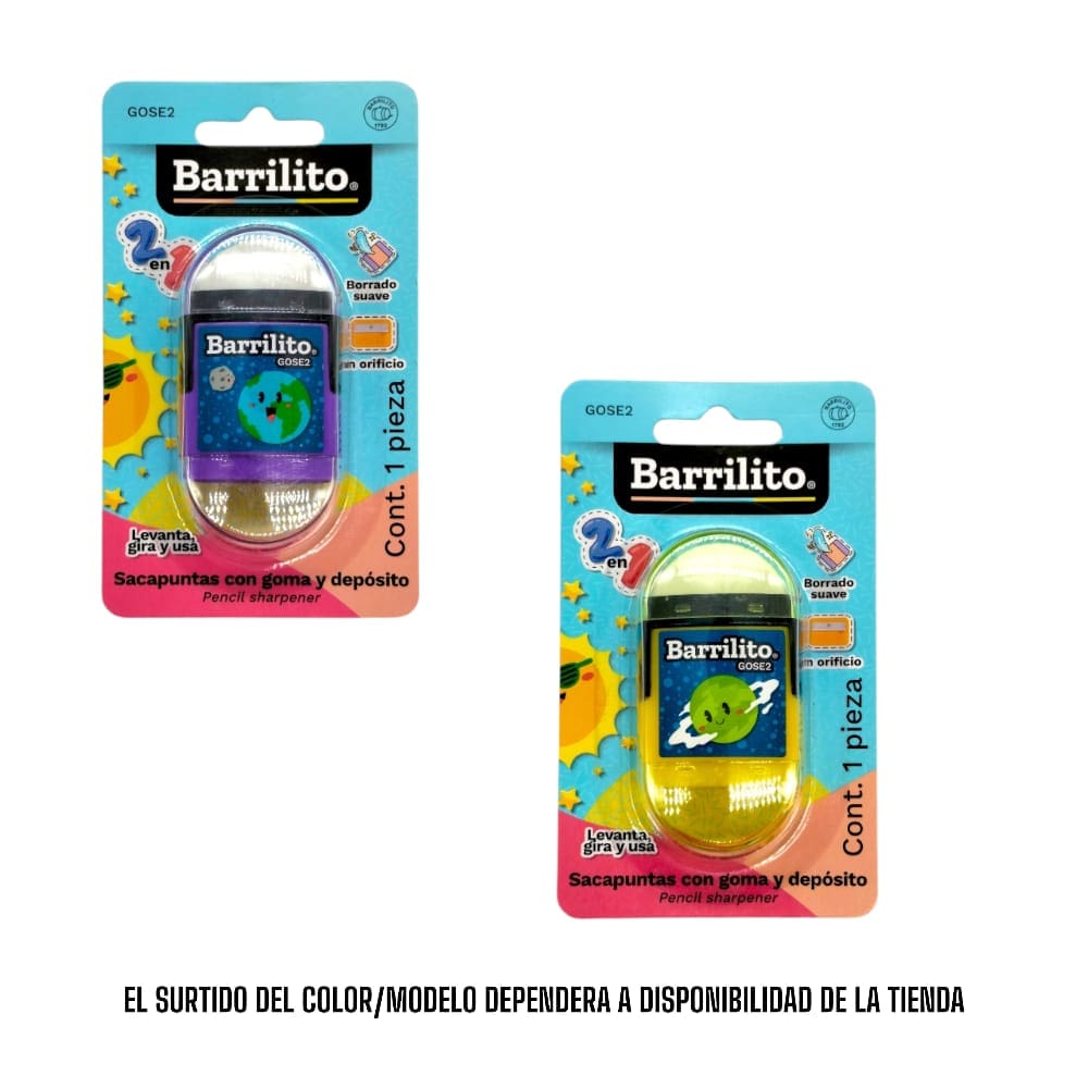 Barrilito GOBA INTERNACIONAL, S.A. DE C.V. SACAPUNTAS ESCOLAR BARR.2 EN 1 MOD. ESPACIALES