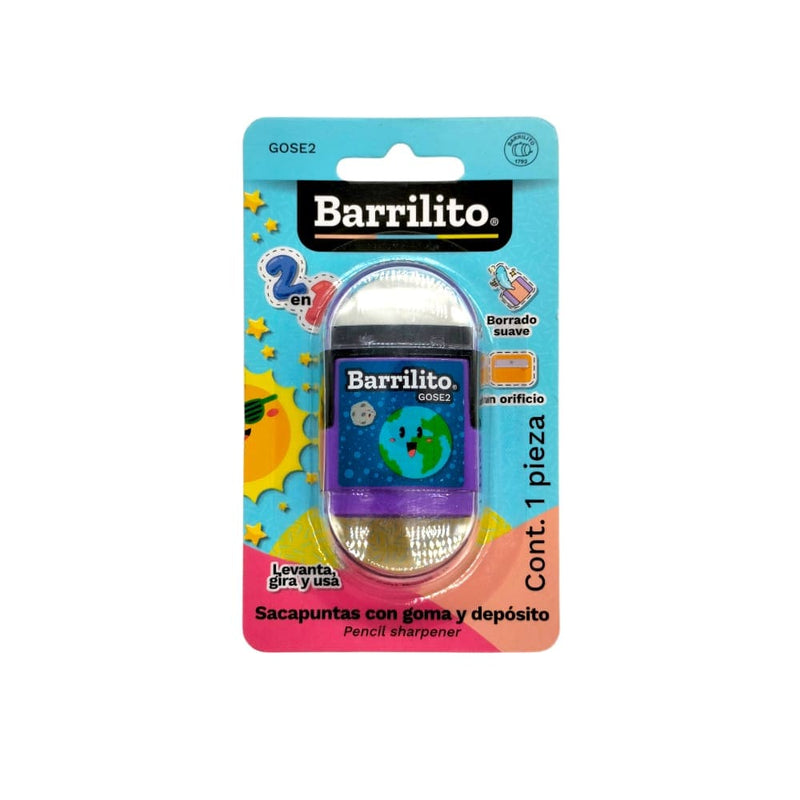 Barrilito GOBA INTERNACIONAL, S.A. DE C.V. SACAPUNTAS ESCOLAR BARR.2 EN 1 MOD. ESPACIALES
