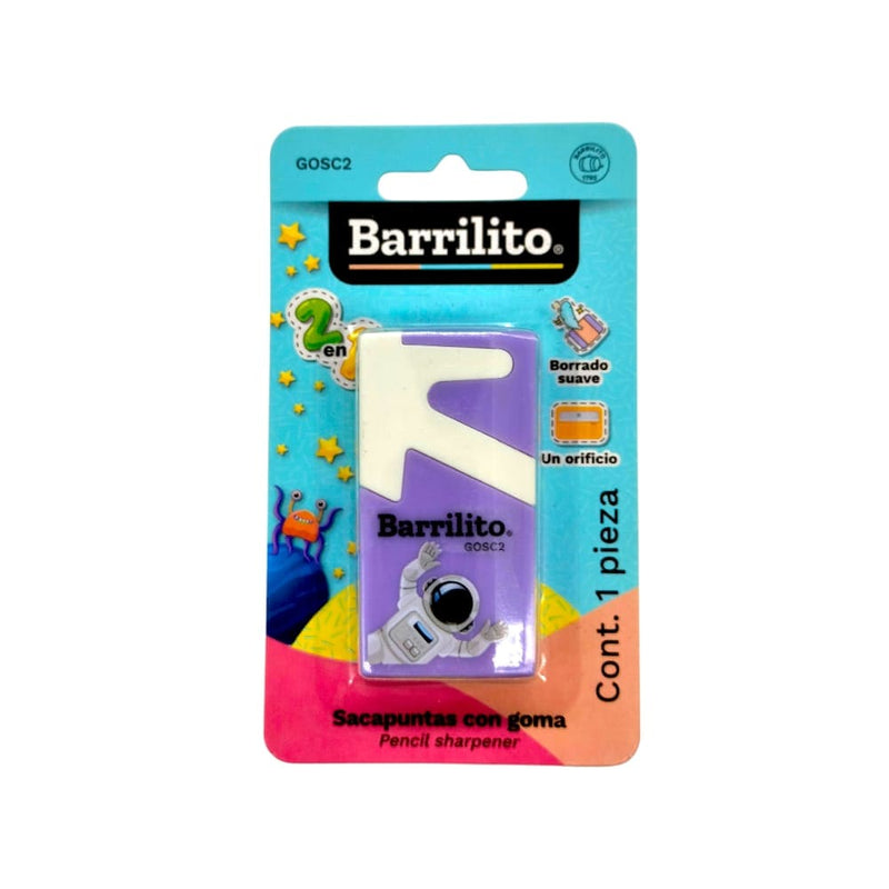 Barrilito GOBA INTERNACIONAL, S.A. DE C.V. SACAPUNTAS ESCOLAR BARR. 2 EN 1 MOD. SURTIDOS
