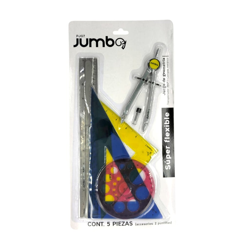 Jumbo JUMBO ESCOLAR, SA DE CV JUEGO GEOMETRIA JUMBO C/5PZ COMPAS DE 360