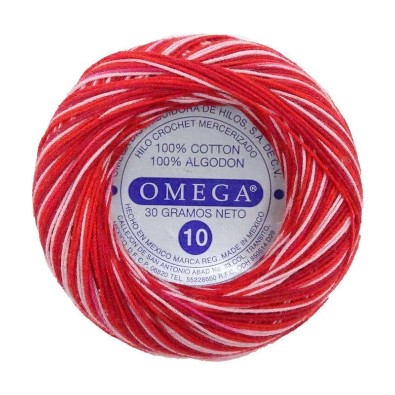 Omega OMEGA DISTRIBUIDORES DE HILO, S.A. DE C.V. HILO CROCHET OMEGA NO.10 MATIZADO ROJO #128 30G