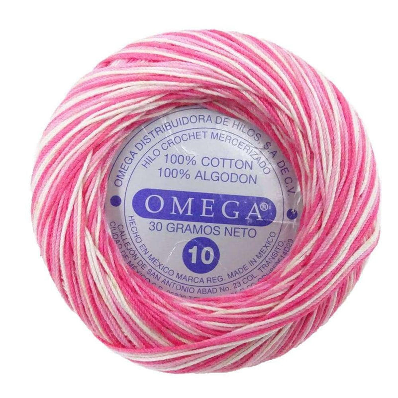 Omega OMEGA DISTRIBUIDORES DE HILO, S.A. DE C.V. HILO CROCHET OMEGA NO.10 MATIZADO ROSADO BAJO #132 30G