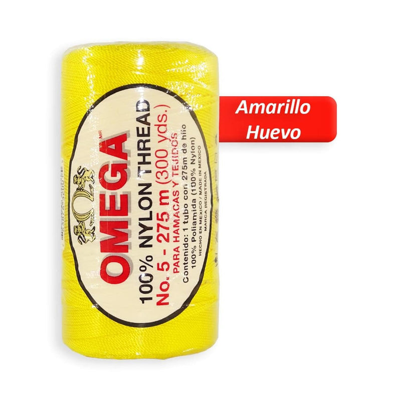 Omega OMEGA DISTRIBUIDORES DE HILO, S.A. DE C.V. HILO NYLON OMEGA NO.5 C/275M ART. 370 AMARILLO HUEVO #5*