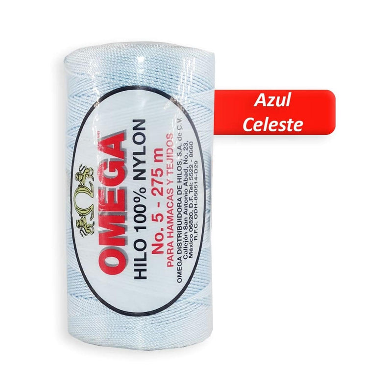 Omega OMEGA DISTRIBUIDORES DE HILO, S.A. DE C.V. HILO NYLON OMEGA NO.5 C/275M ART. 370 AZUL CELESTE #43*