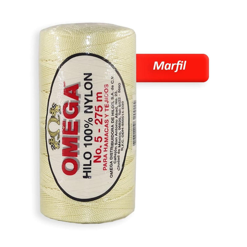 Omega OMEGA DISTRIBUIDORES DE HILO, S.A. DE C.V. HILO NYLON OMEGA NO.5 C/275M ART. 370 MARFIL #57*