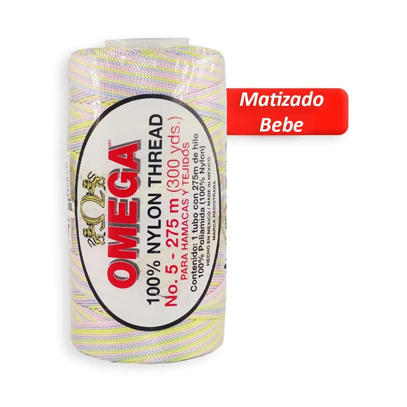 Omega OMEGA DISTRIBUIDORES DE HILO, S.A. DE C.V. HILO NYLON OMEGA NO.5 C/275M ART. 370 MATIZADO BEBE #66*