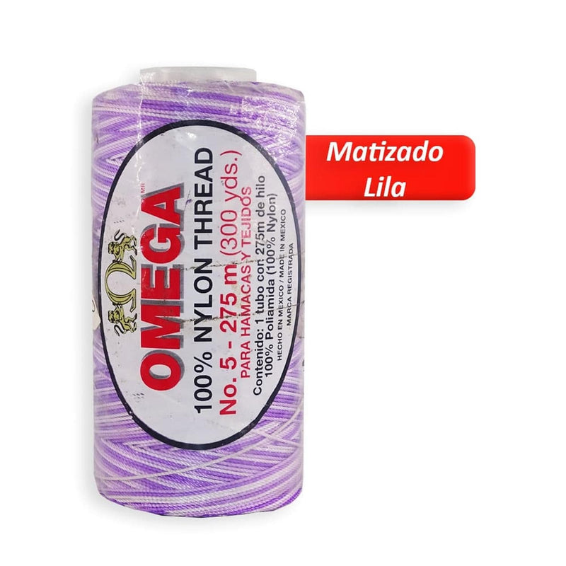 Omega OMEGA DISTRIBUIDORES DE HILO, S.A. DE C.V. HILO NYLON OMEGA NO.5 C/275M ART. 370 MATIZADO LILA #37*