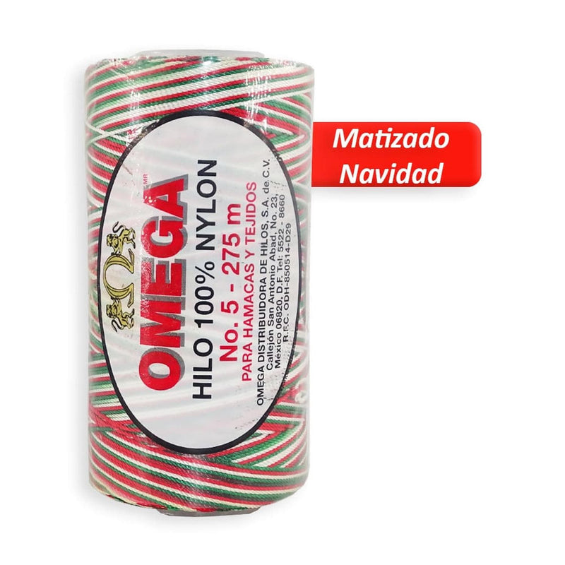 Omega OMEGA DISTRIBUIDORES DE HILO, S.A. DE C.V. HILO NYLON OMEGA NO.5 C/275M ART. 370 MATIZADO NAVIDAD #89*