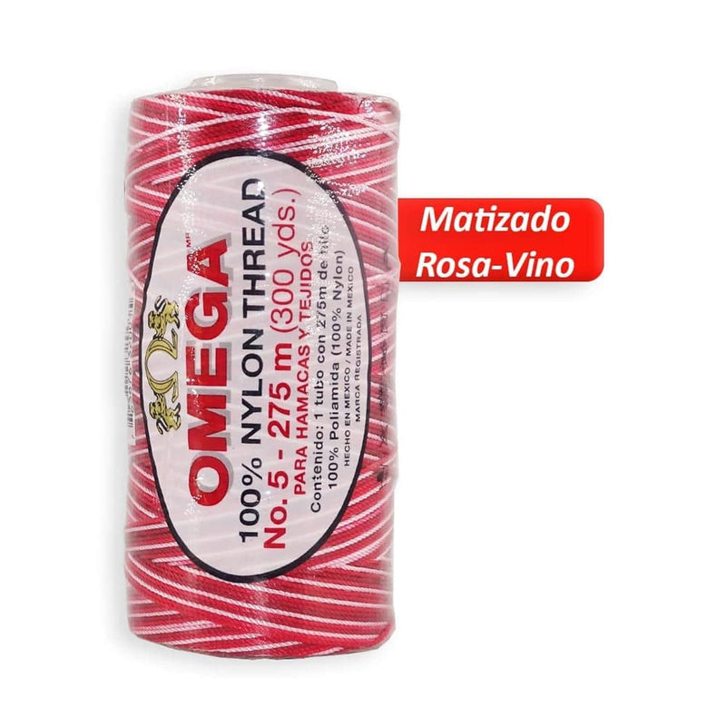 Omega OMEGA DISTRIBUIDORES DE HILO, S.A. DE C.V. HILO NYLON OMEGA NO.5 C/275M ART. 370 MATIZADO ROSA-VINO #35*