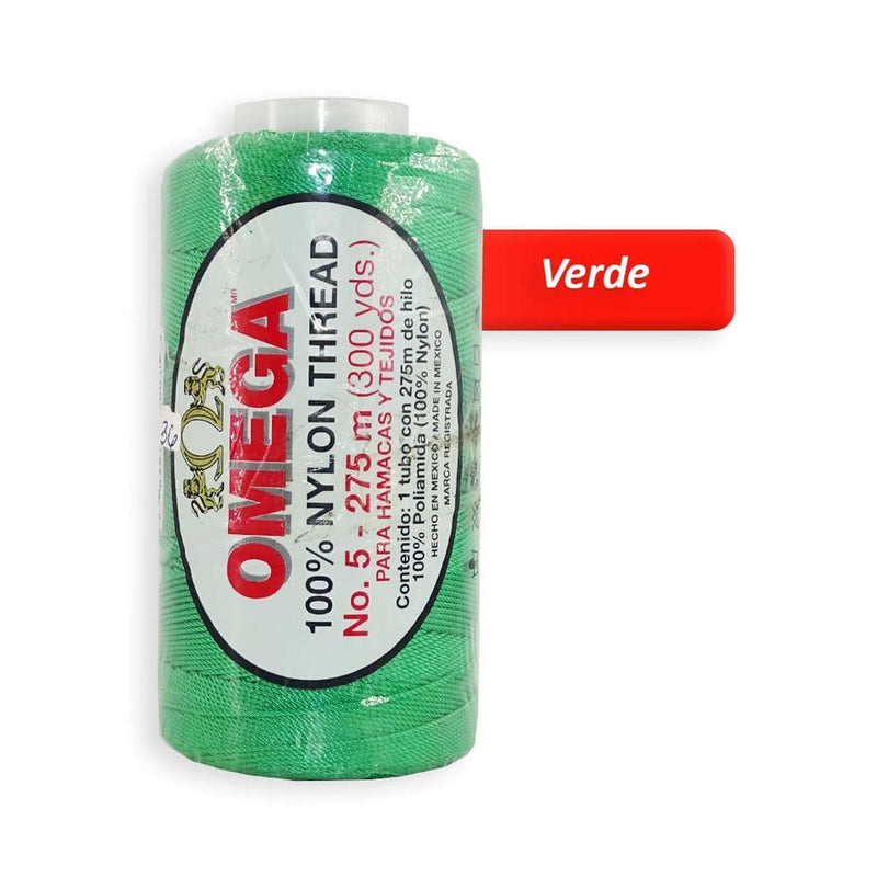 Omega OMEGA DISTRIBUIDORES DE HILO, S.A. DE C.V. HILO NYLON OMEGA NO.5 C/275M ART. 370 VERDE #30*