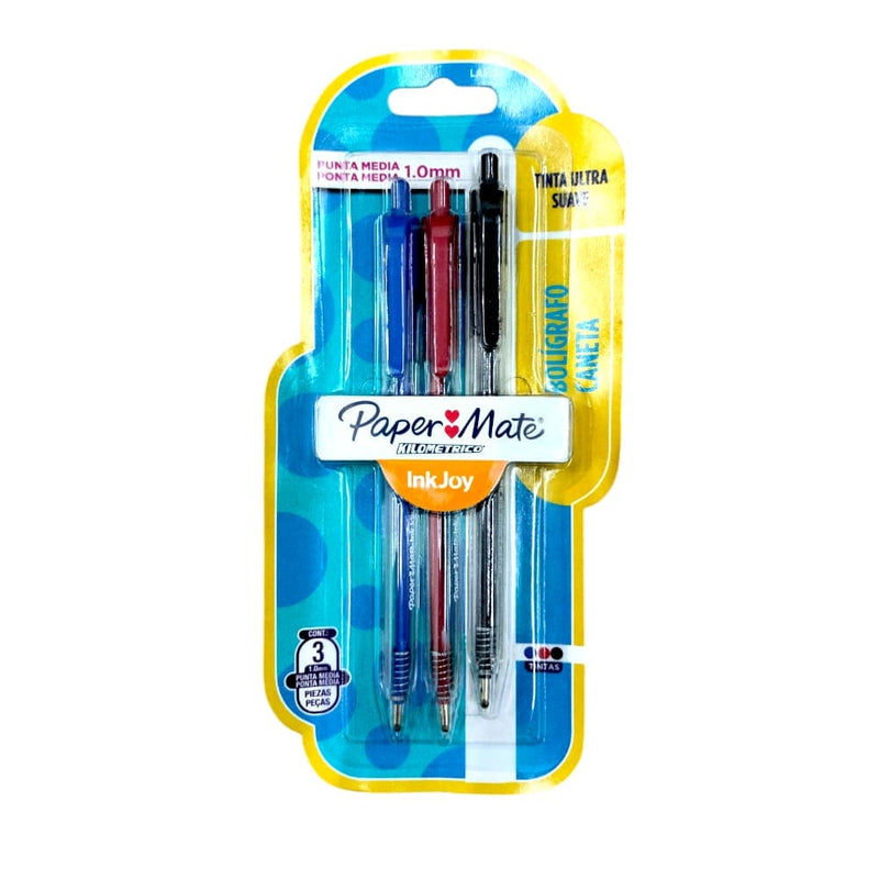 Paper Mate NEWELL BRANDS DE MEXICO, S.A. DE C.V. BOL KILOMETRICO 100RT C/3PZ NG/AZ/RJ