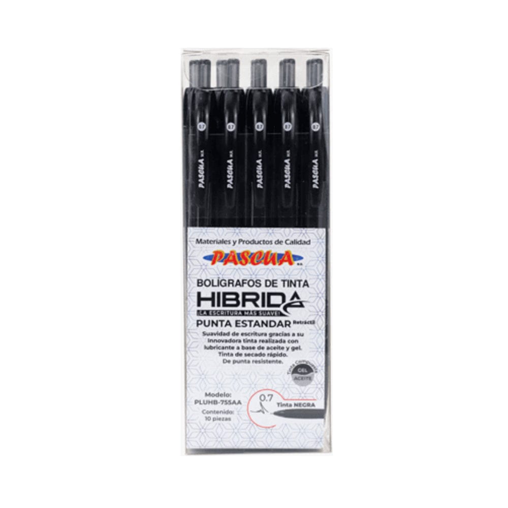 Pascua MEGAFUMI, S.A. DE C.V. BOL. PASCUA C/10PZ 0.7 TINTA HIBRIDA RETRACTIL NEGRO