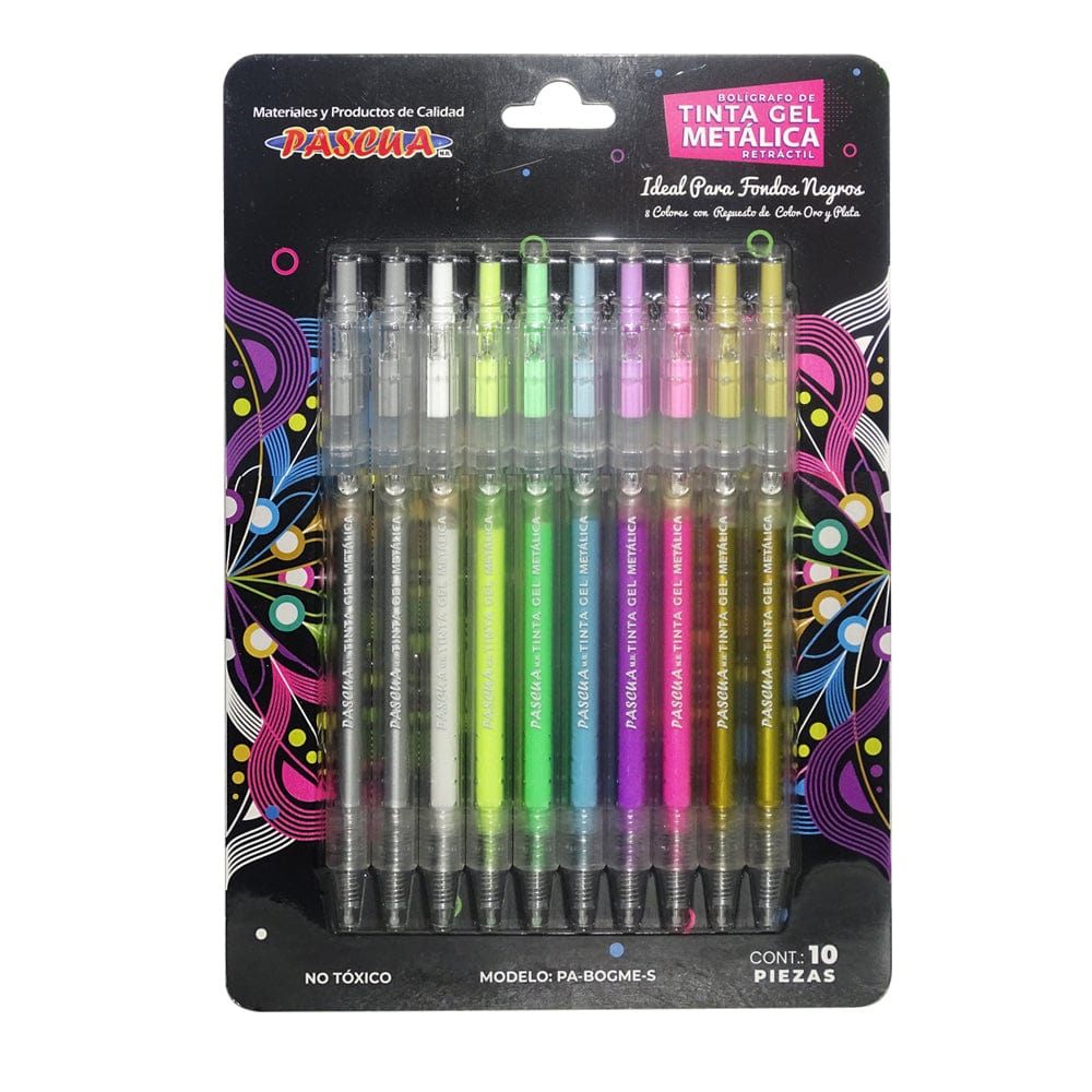 Pascua MEGAFUMI, S.A. DE C.V. BOLIGRAFO DE GEL PASCUA C/10PZ METALICOS