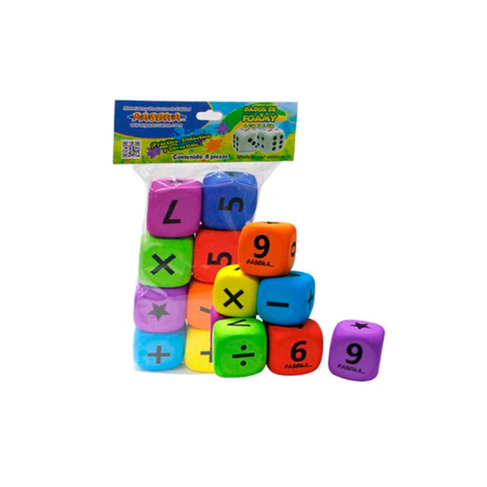Pascua MEGAFUMI, S.A. DE C.V. DADOS DE FOAMY 4X4CM C/8PZ SURTIDOS PASCUA
