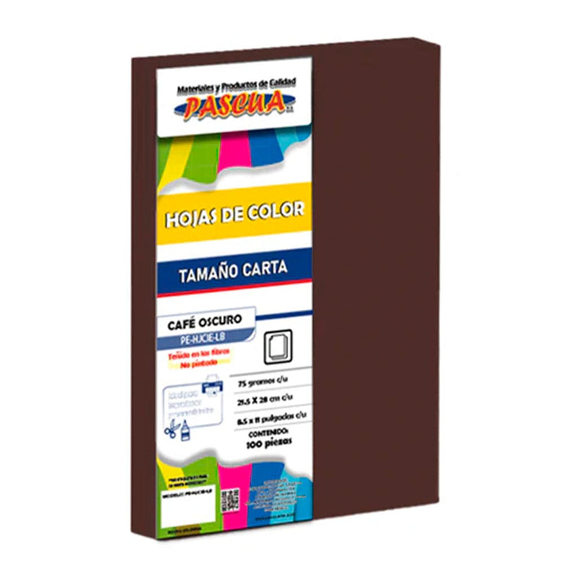 Pascua MEGAFUMI, S.A. DE C.V. HOJA DE COLOR CARTA C/100PZ PASCUA CAFE OSCURO