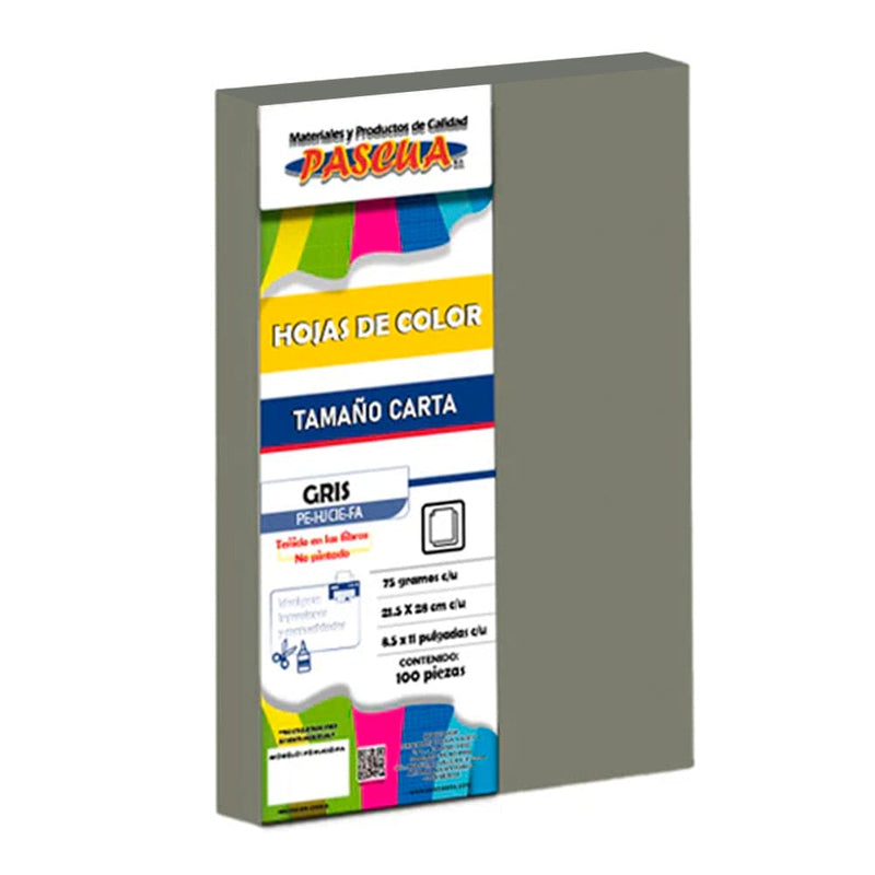 Pascua MEGAFUMI, S.A. DE C.V. HOJA DE COLOR CARTA C/100PZ PASCUA GRIS