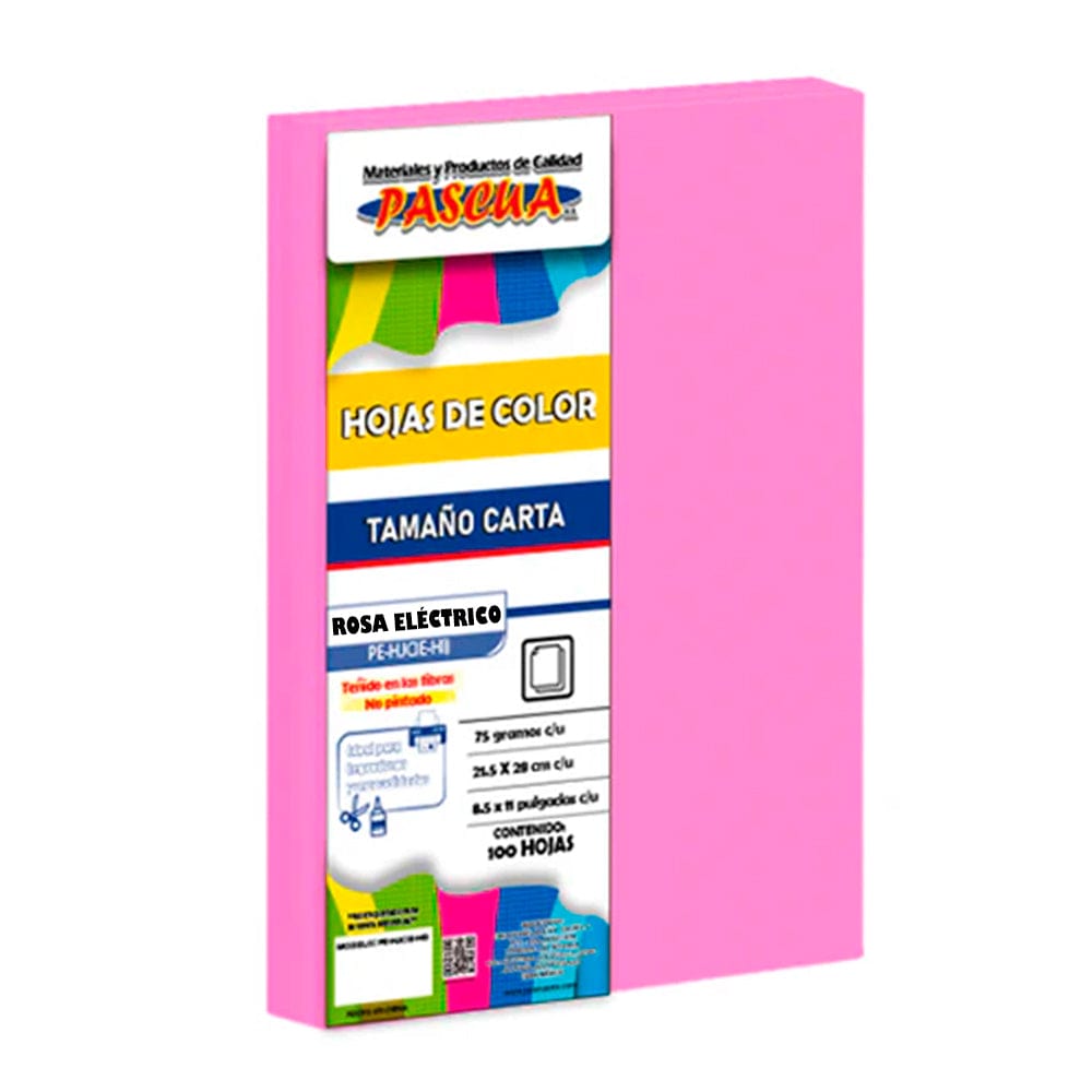 Pascua MEGAFUMI, S.A. DE C.V. HOJA DE COLOR CARTA C/100PZ PASCUA ROSA ELECTRICO