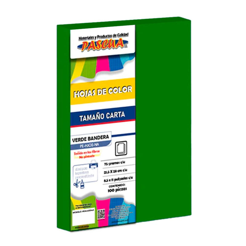 Pascua MEGAFUMI, S.A. DE C.V. HOJA DE COLOR CARTA C/100PZ PASCUA VERDE BANDERA