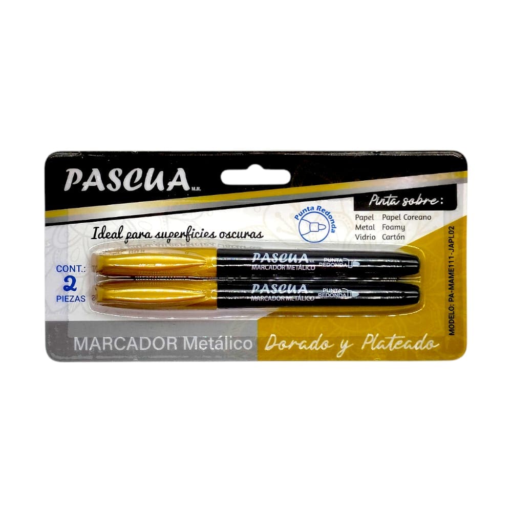 Pascua MEGAFUMI, S.A. DE C.V. MARCADOR PASCUA METALICO C/2PZ DORADO
