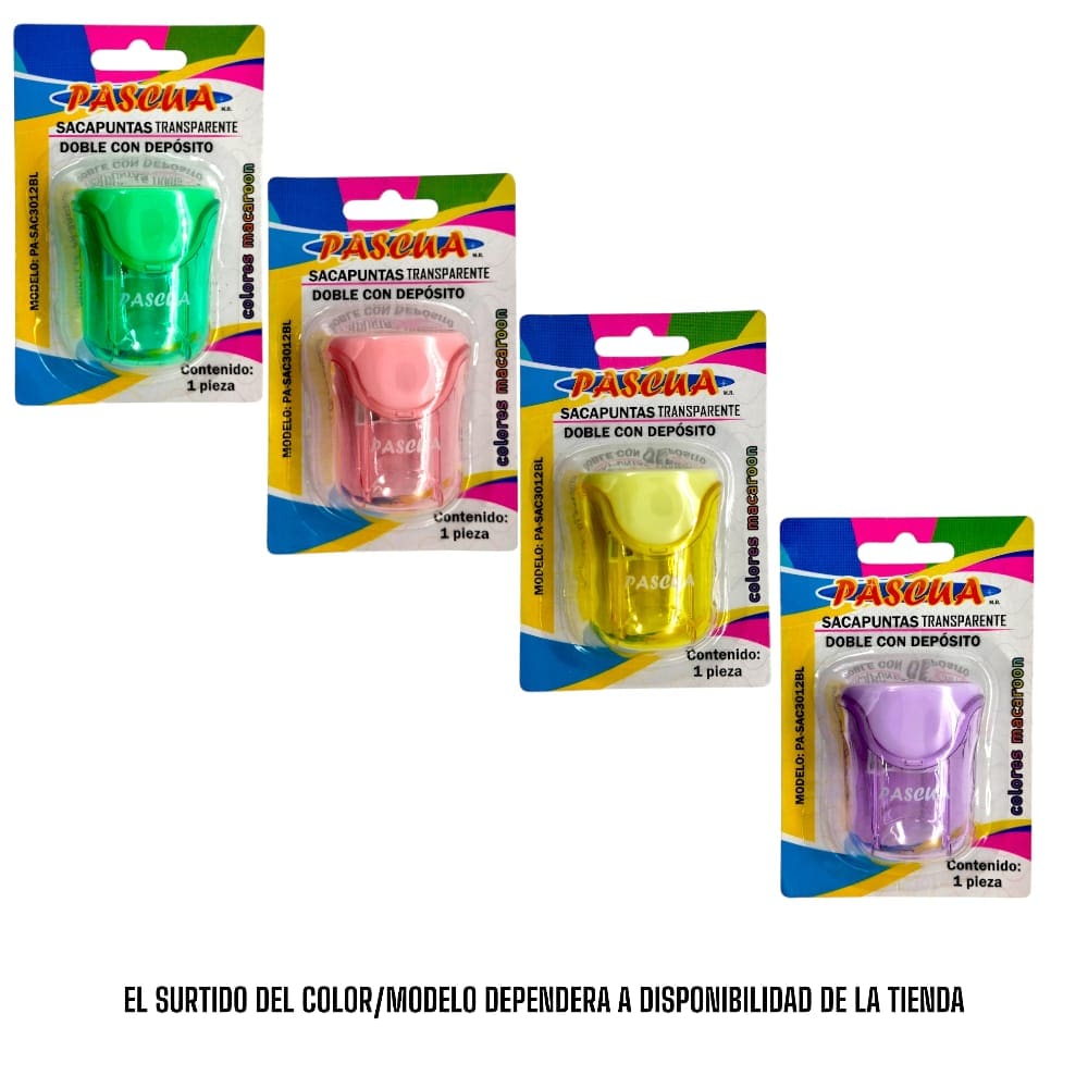 Pascua MEGAFUMI, S.A. DE C.V. SACAPUNTAS PASCUA DOBLE C/DEPOSITO TRANSPARENTE