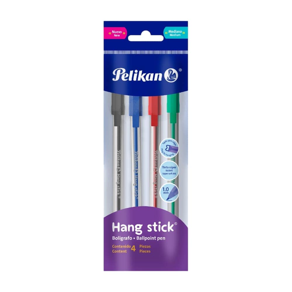 Pelikan PELIKAN MEXICO, S.A. DE C.V. BOLIGRAFO HANG STICK C/4PZ INCLUYE VERDE