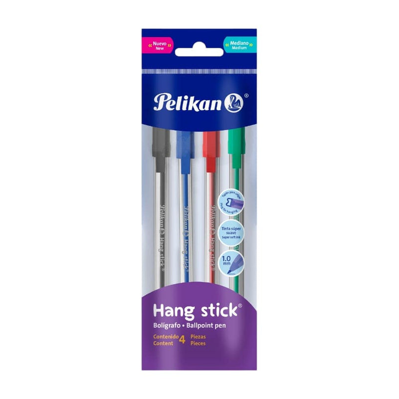Pelikan PELIKAN MEXICO, S.A. DE C.V. BOLIGRAFO HANG STICK C/4PZ INCLUYE VERDE
