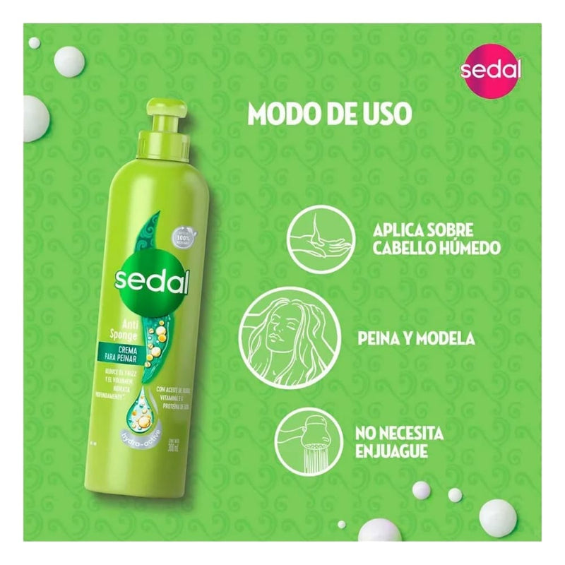 Sedal MOEDANOS OTC, S.A. DE C.V. SEDAL CREMA P/PEINAR 300ML ANTI SPONGE