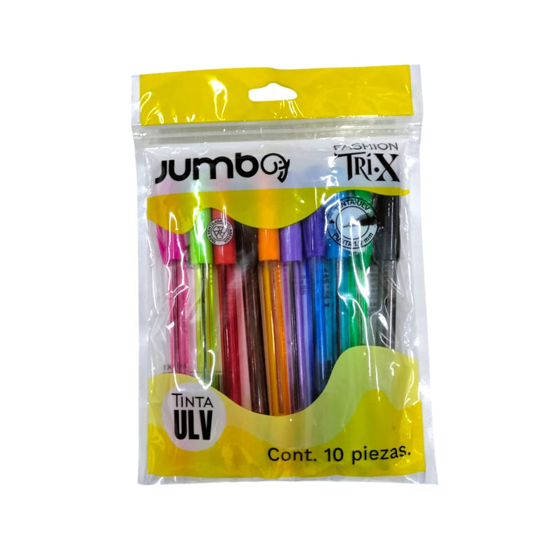 BOLIGRAFO JUMBO PTO. MEDIO C/10PZ COLORES BASICOS