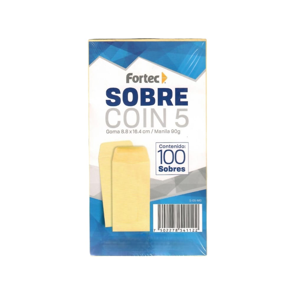 SOBRE COIN #5 8.8 X 16.4CM MANILA C/100PZ FORTEC