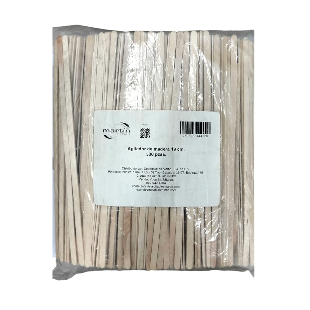 PALILLO AGITADOR DE MADERA C/500PZ 19CM