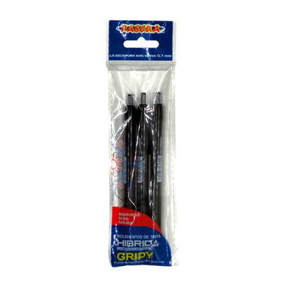 BOLIGRAFO PASCUA TINTA HIBRIDA 0.7 GRIPY C/3PZ NEGRO