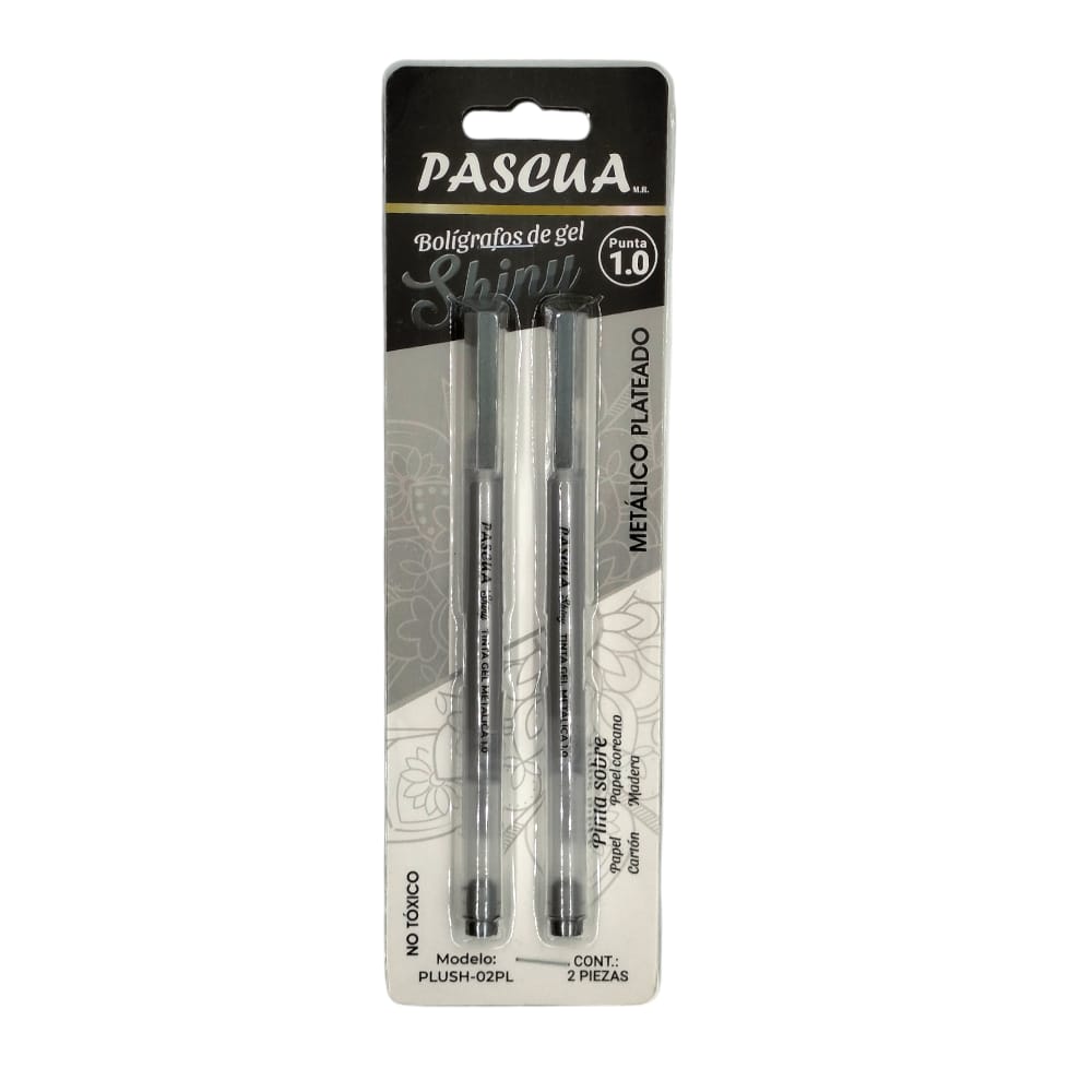 BOLIGRAFO DE GEL SHINY METALICO 1.0 C/2PZ PLATA