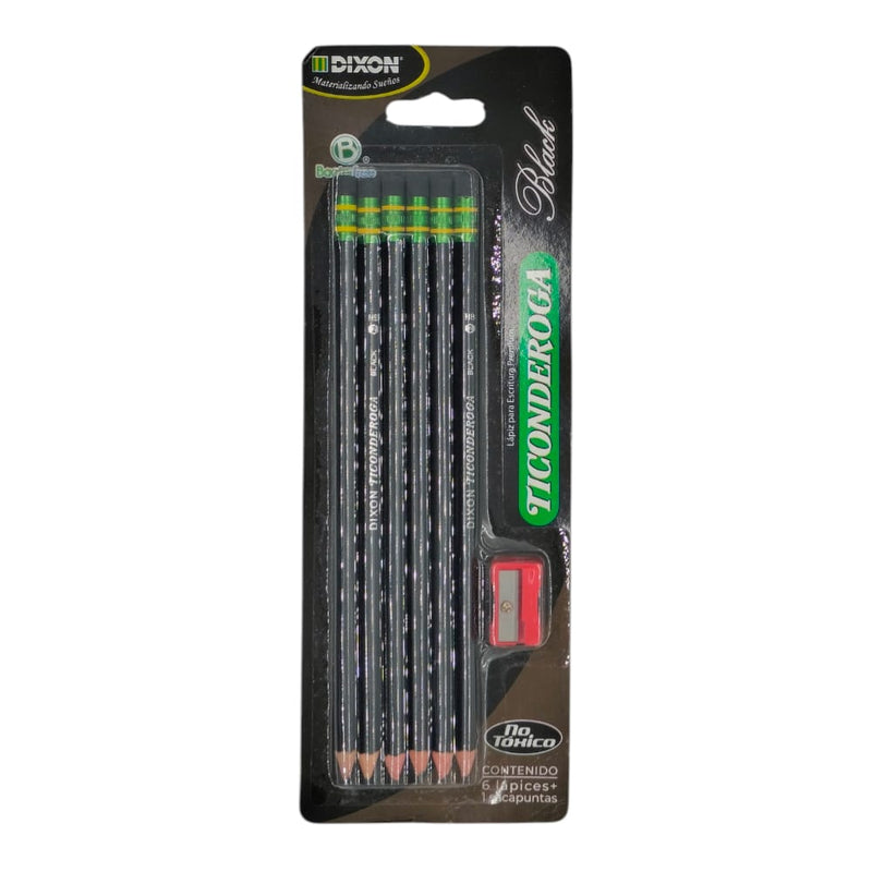 LAPIZ TICONDEROGA 2HB C/6PZ BLACK