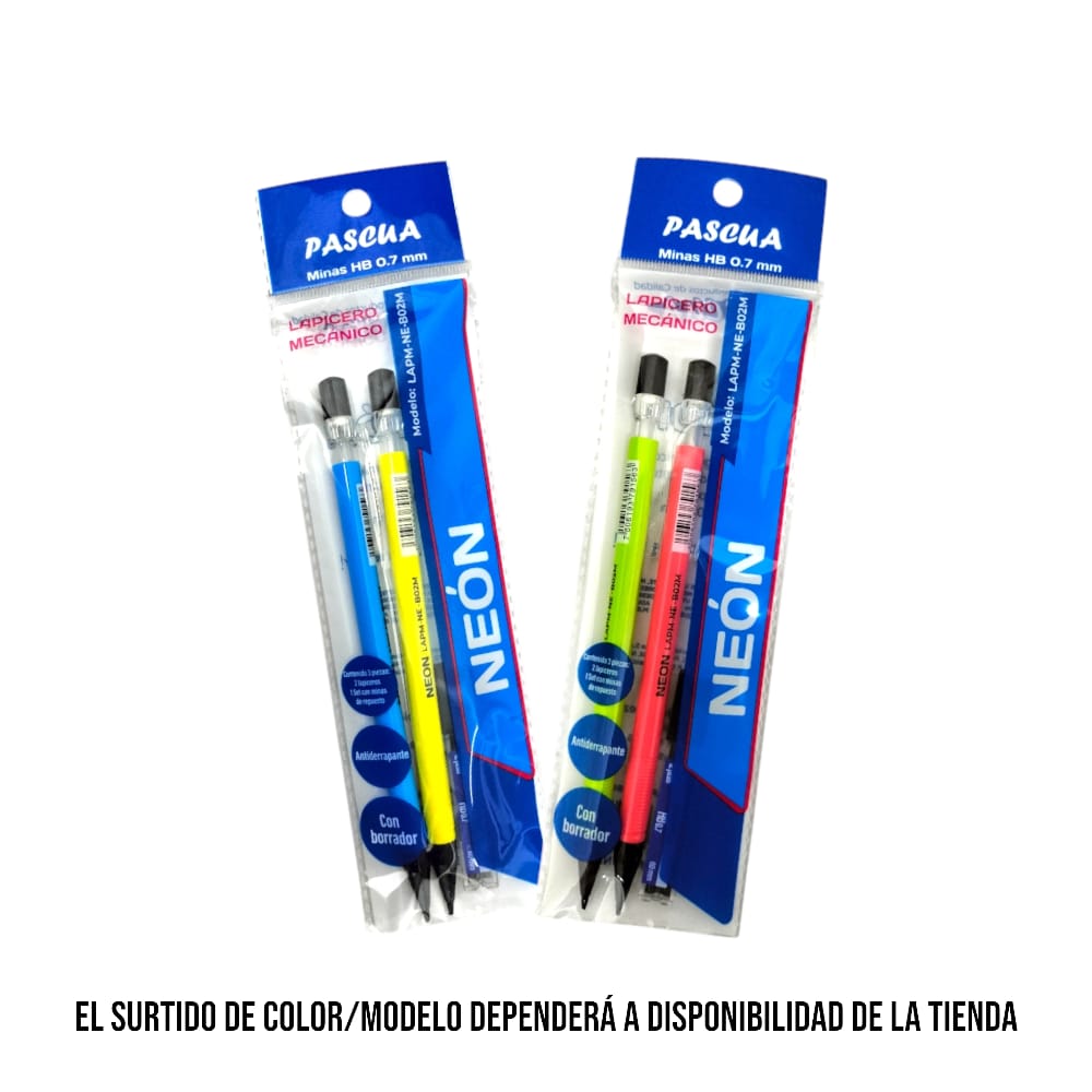LAPICERO MECANICO PASCUA 0.7MM NEON C/2PZ