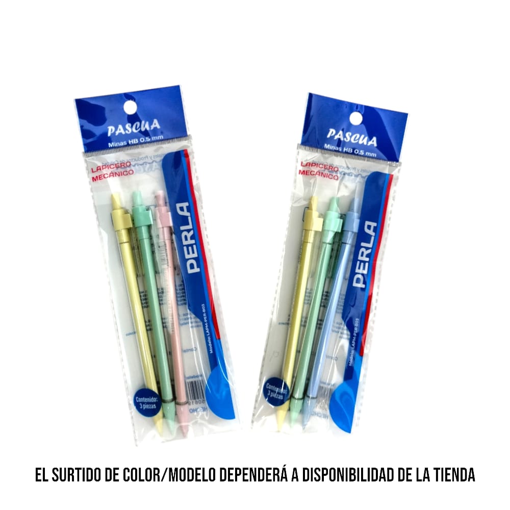 LAPICERO MECANICO PASCUA 0.5MM PERLA C/3PZ