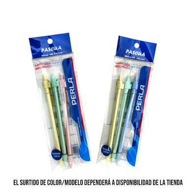 LAPICERO MECANICO PASCUA 0.5MM PERLA C/3PZ