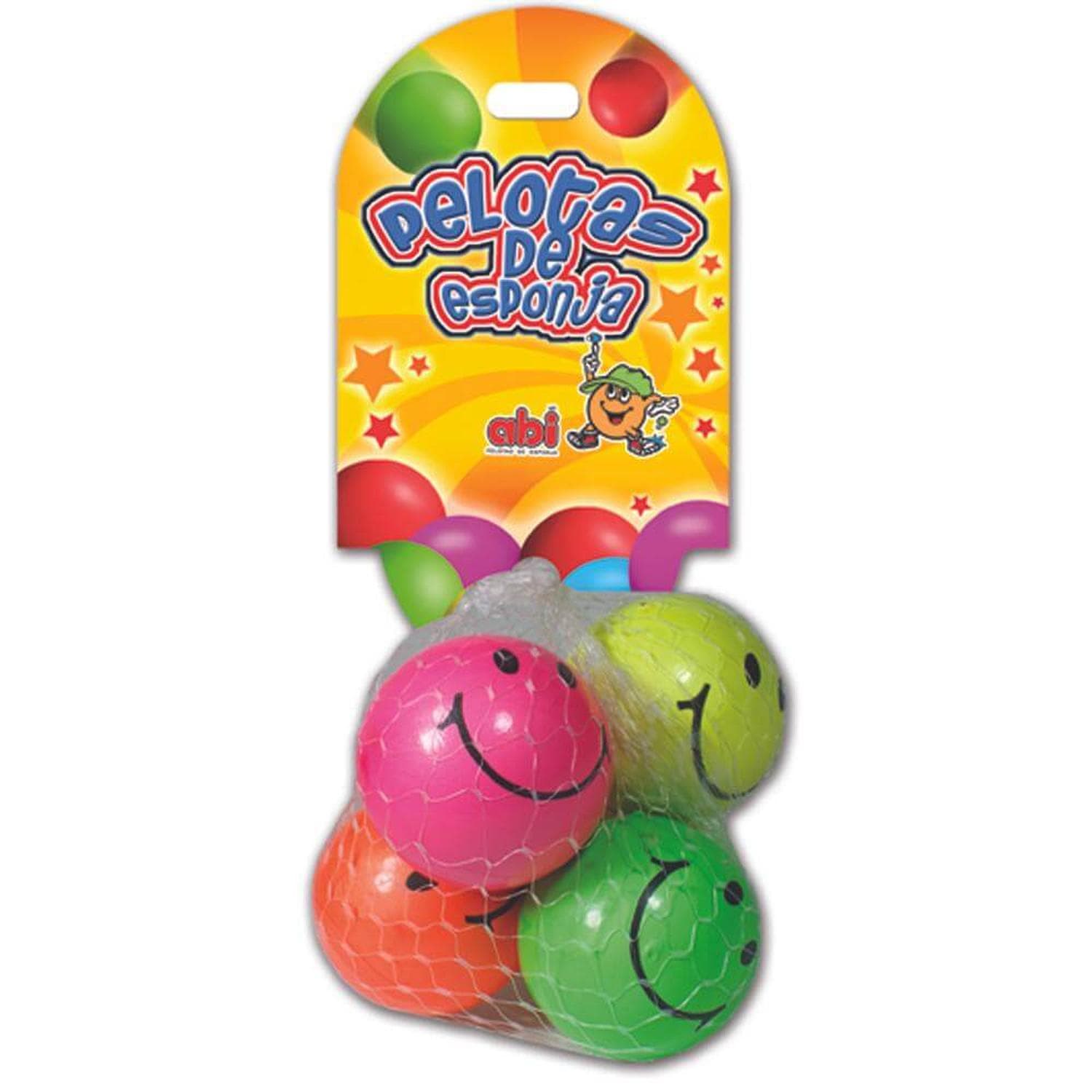 Abi FABRICAS SELECTAS DEL CENTRO, S.A. DE C.V. PELOTA ESPONJA HAPPY FACE #2.5" RED C/6PZ