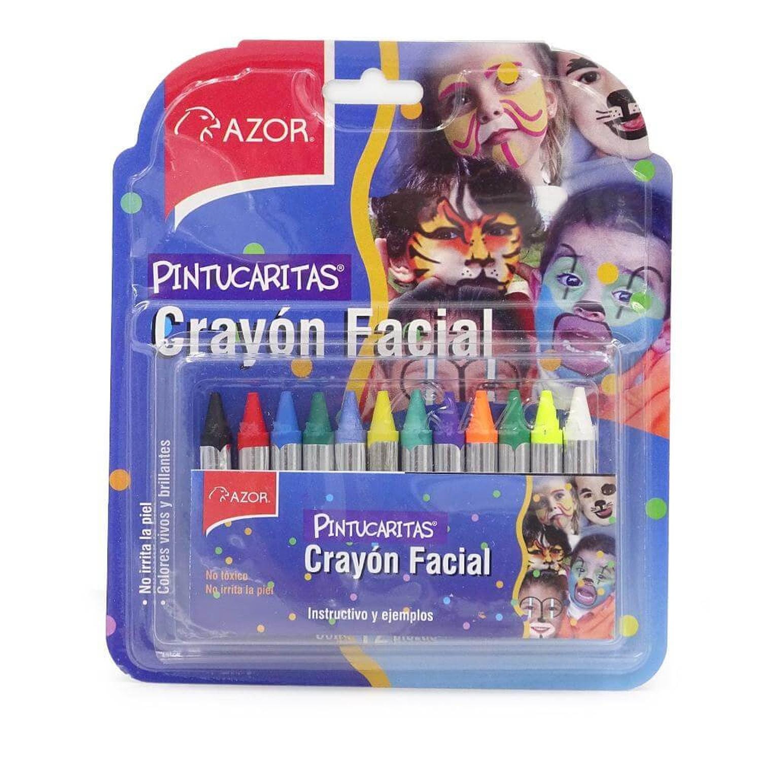 Azor GRUPO AZOR MEXICO, S.A. DE C.V. PINTUCARITAS CRAYON FACIAL C/12 COLORES STAFFORD
