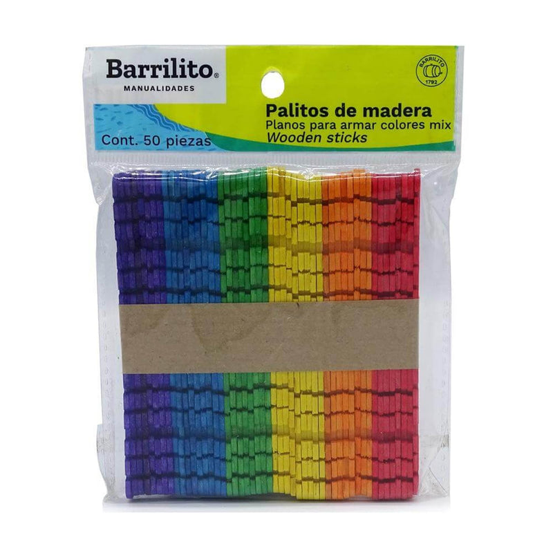 Barrilito GOBA INTERNACIONAL, S.A. DE C.V. PALITOS PLANOS DE MADERA A COLOR C/50PZ BARRILITO