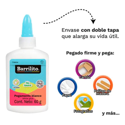 Barrilito GOBA INTERNACIONAL, S.A. DE C.V. PEGAMENTO ESCOLAR BLANCO BARRILITO 500ML