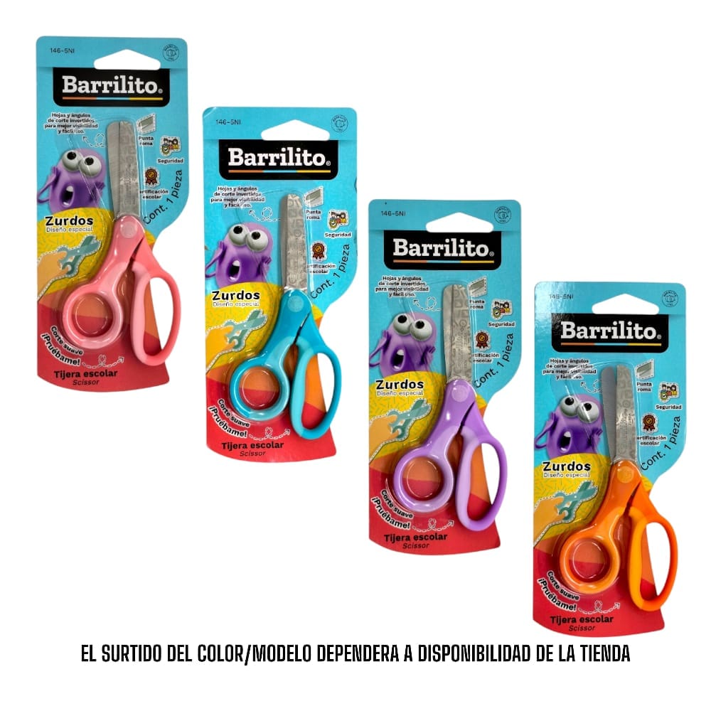 Barrilito GOBA INTERNACIONAL, S.A. DE C.V. TIJERA ESCOLAR ACERO INOX. ZURDO BARRILITO