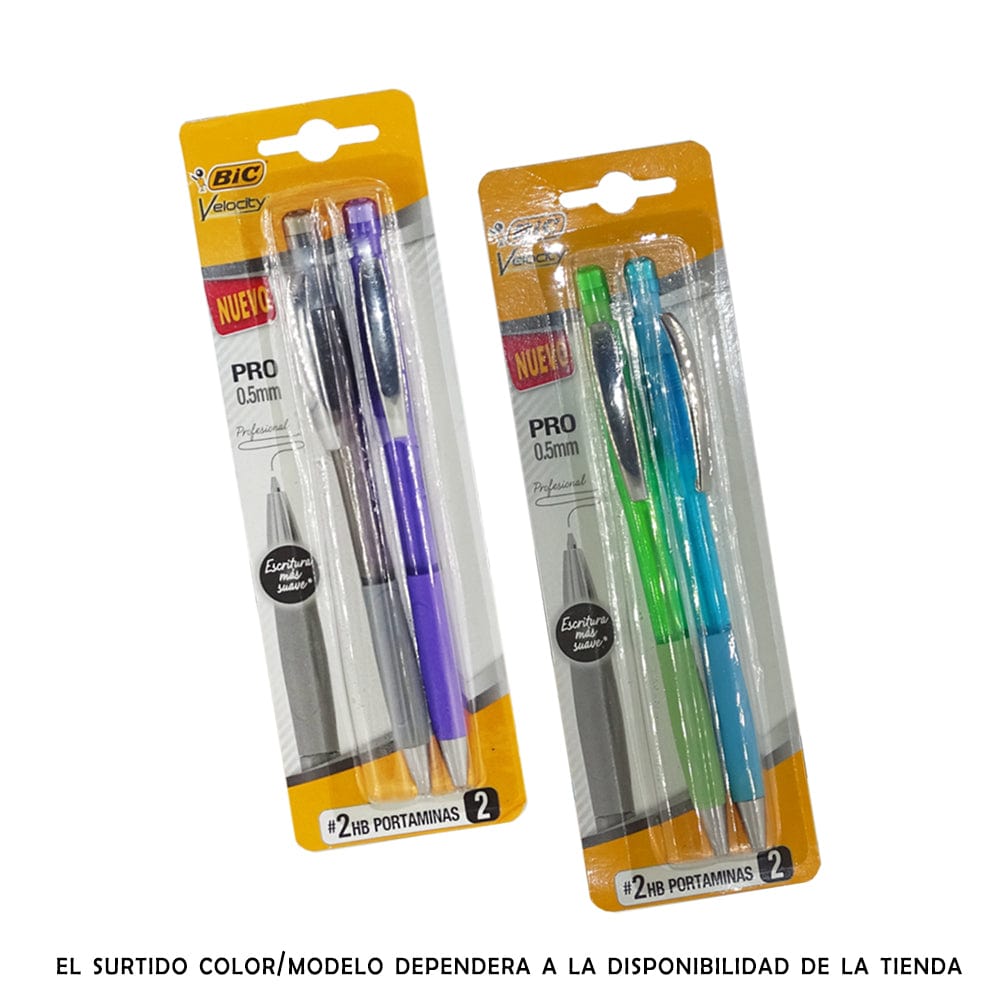 BIC® Velocity Pro Portamine, Mina HB da 0,5 mm, Fusto grigio con grip in  gomma - Portamine