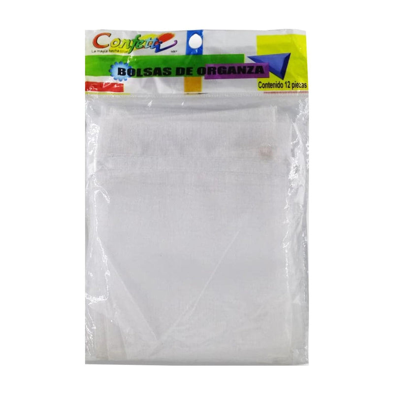 Confetti PRODUCTOS NAEN, S. DE R.L. DE C.V. BOLSA DE ORGANZA 12X15CM C/12PZ BLANCA