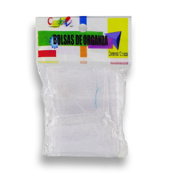 Confetti PRODUCTOS NAEN, S. DE R.L. DE C.V. BOLSA DE ORGANZA 5.5X7CM C/12PZ BLANCA