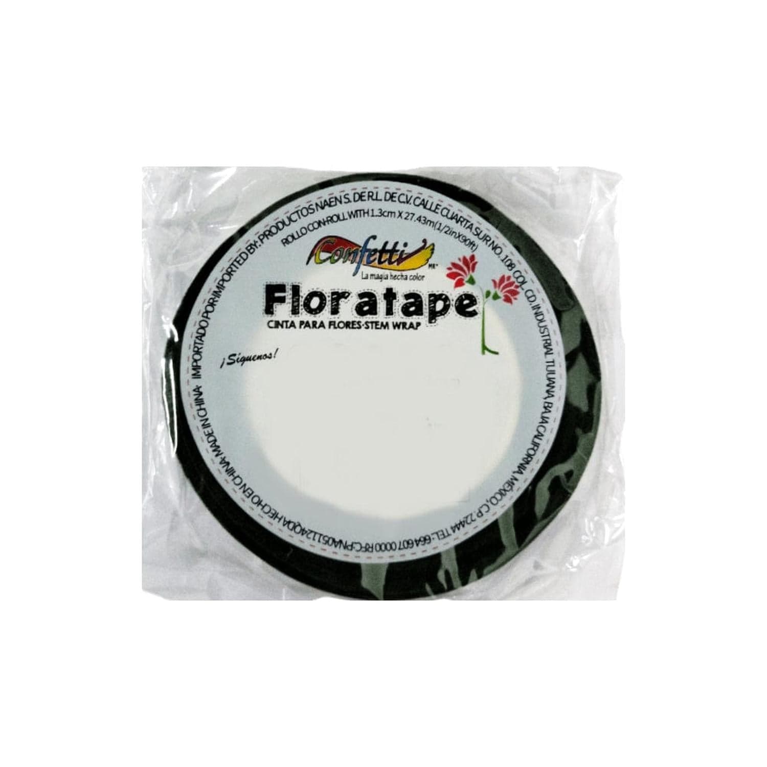 Confetti PRODUCTOS NAEN, S. DE R.L. DE C.V. CINTA FLORATAPE FLORAL VERDE MUSGO C/12PZ