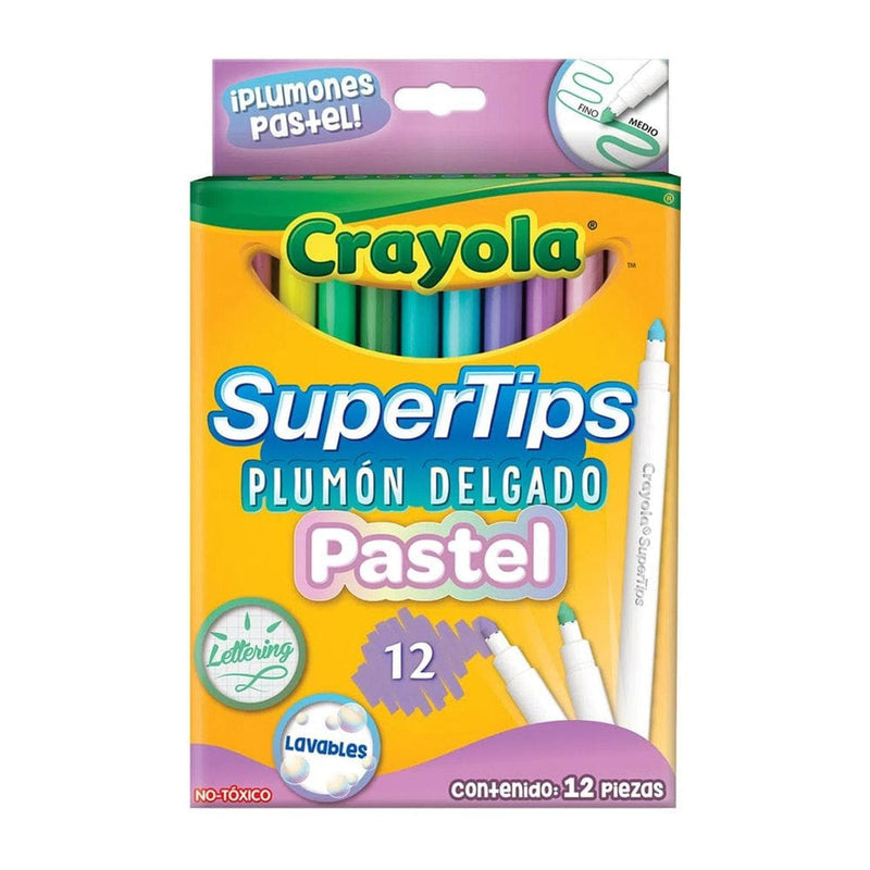 Crayola BINNEY & SMITH MEXICO, S.A. DE C.V. PLUMONES SUPER TIPS DEL. LAVABLES C/12PZ PASTEL